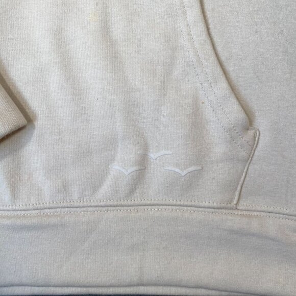 Lazypants Beige Hooded Sweatshirt Embroidered Detail Kangaroo Pocket Mens Size S - Picture 6 of 12